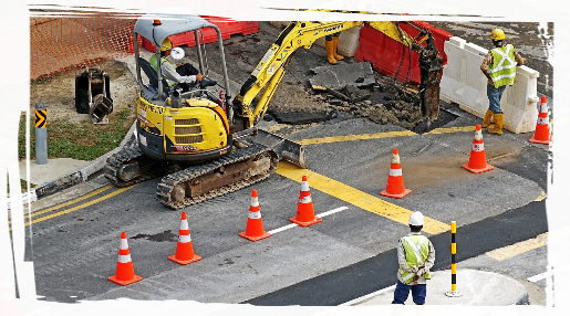 Verkehrsregelung auf temporären Baustellen